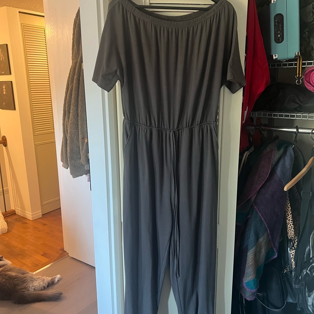 Cotton, off the shoulder Silver Women's Jumpsuit